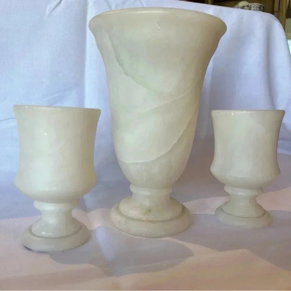 Soapstone Chalice and Goblet Set Made In Spain - Picture 2 of 4